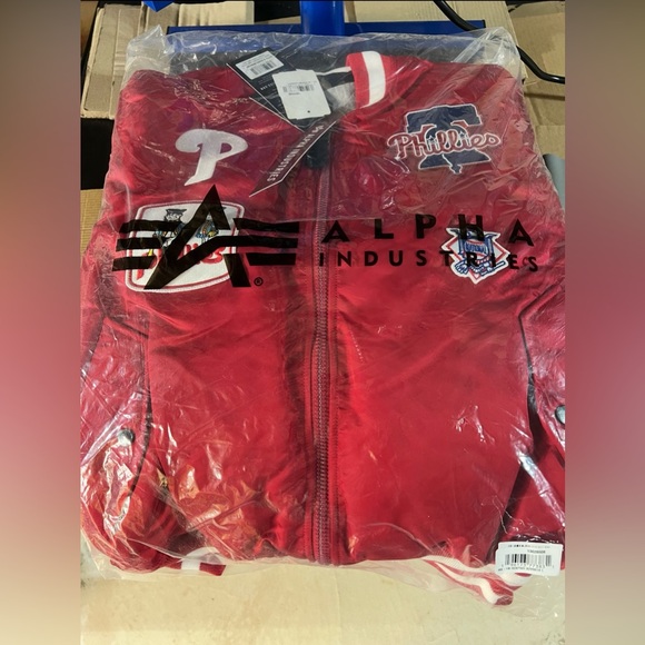 Alpha Industries X Philadelphia Phillies MA-1 Bomber Jacket Red Deadstock NWT - Picture 4 of 7